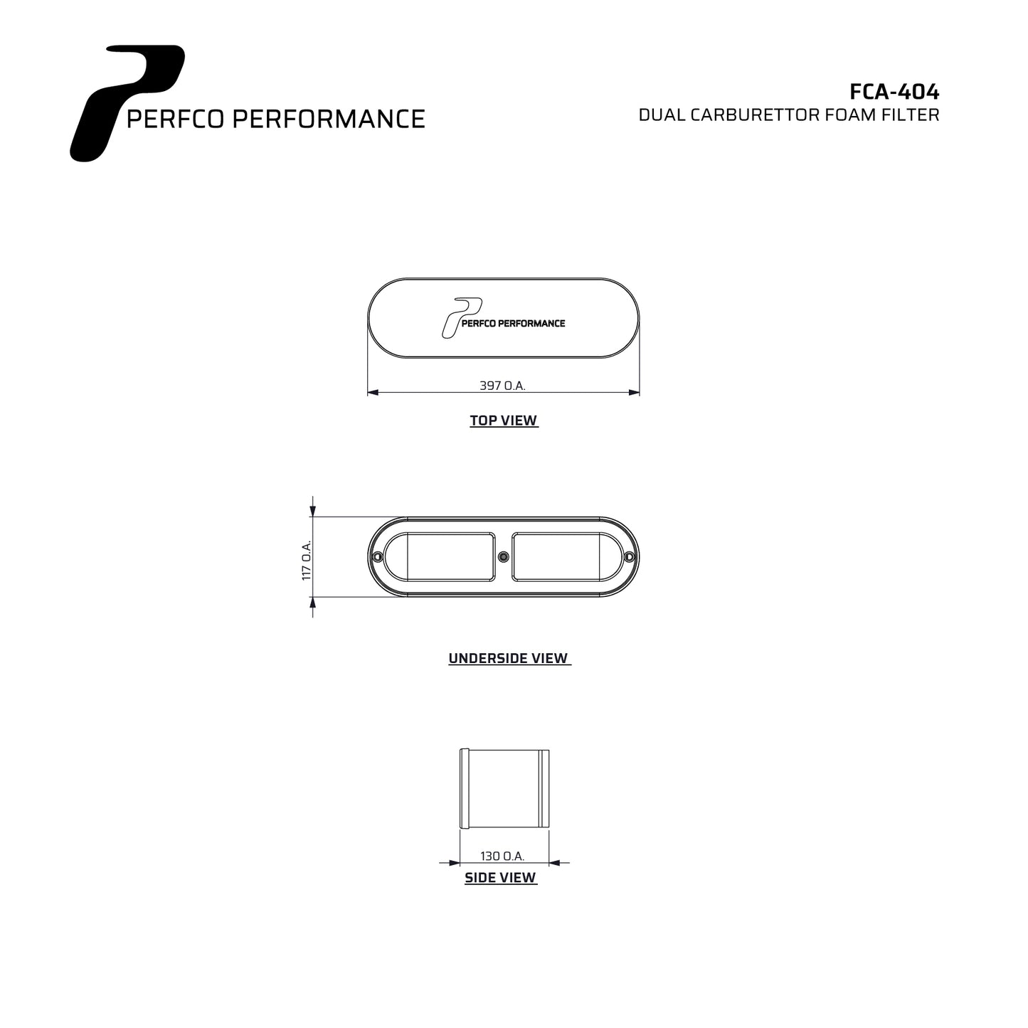 Perfco CA4 Twin Carburettor Air Filter (Requires Base Plate)