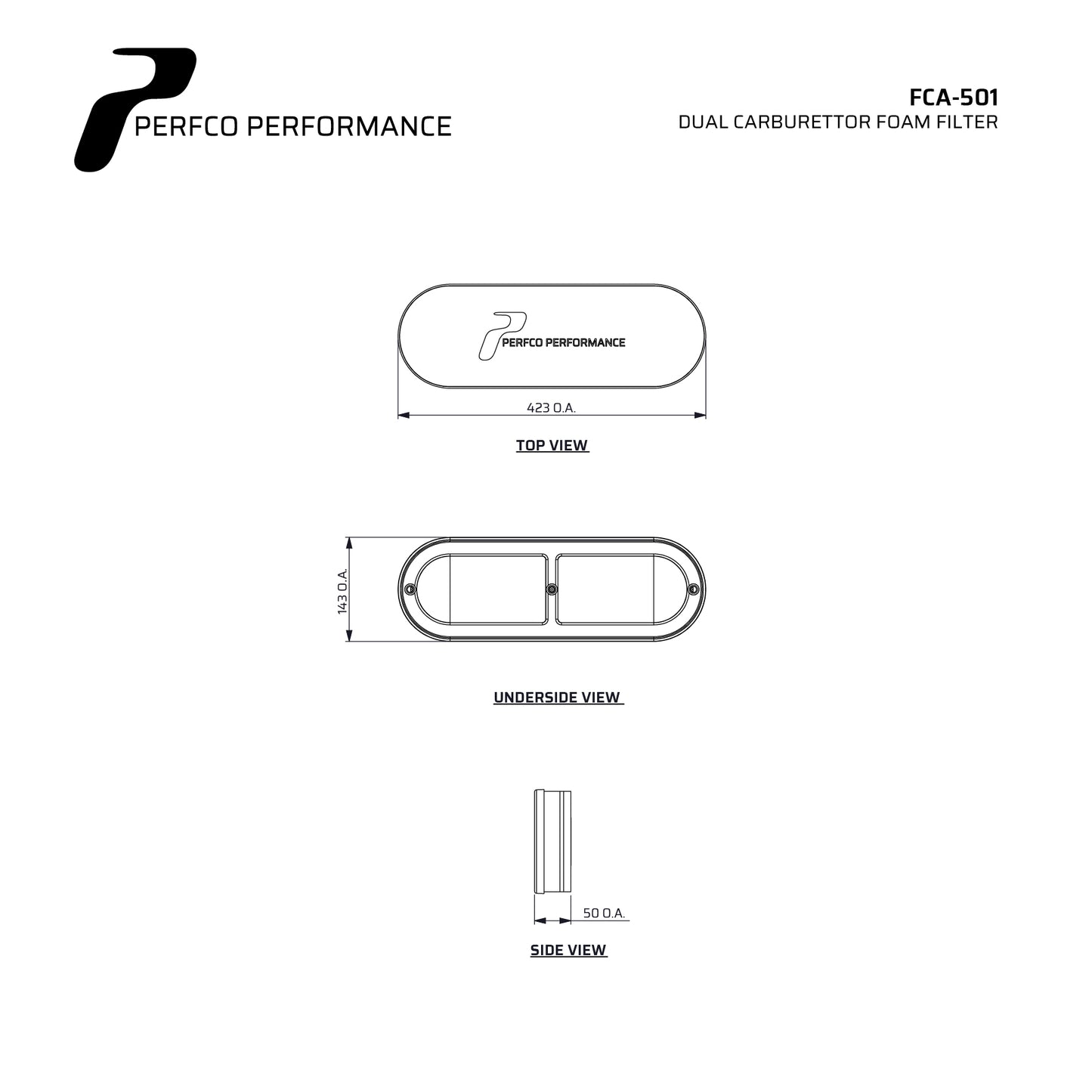 Perfco CA5 Twin Carburettor Air Filter (Requires Base Plate)