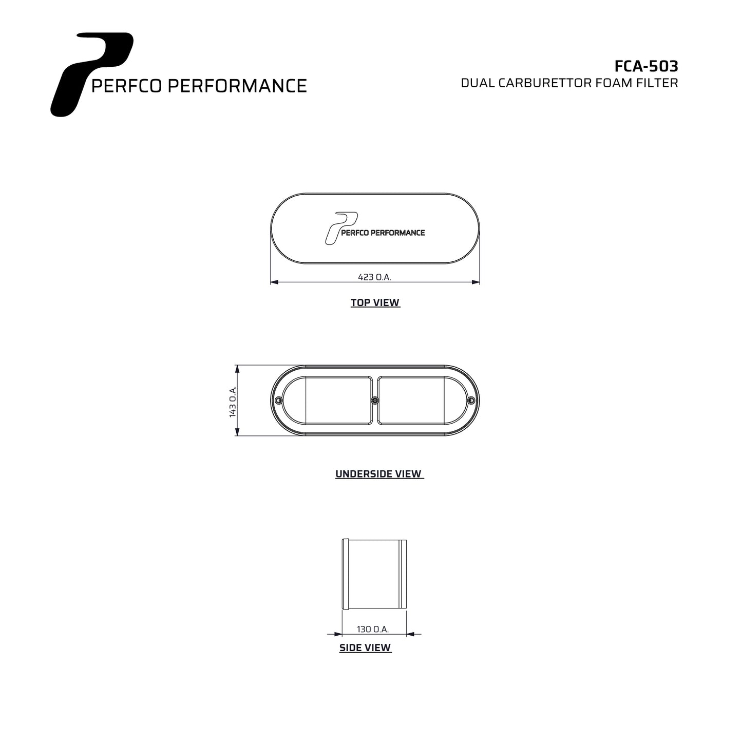 Perfco CA5 Twin Carburettor Air Filter (Requires Base Plate)