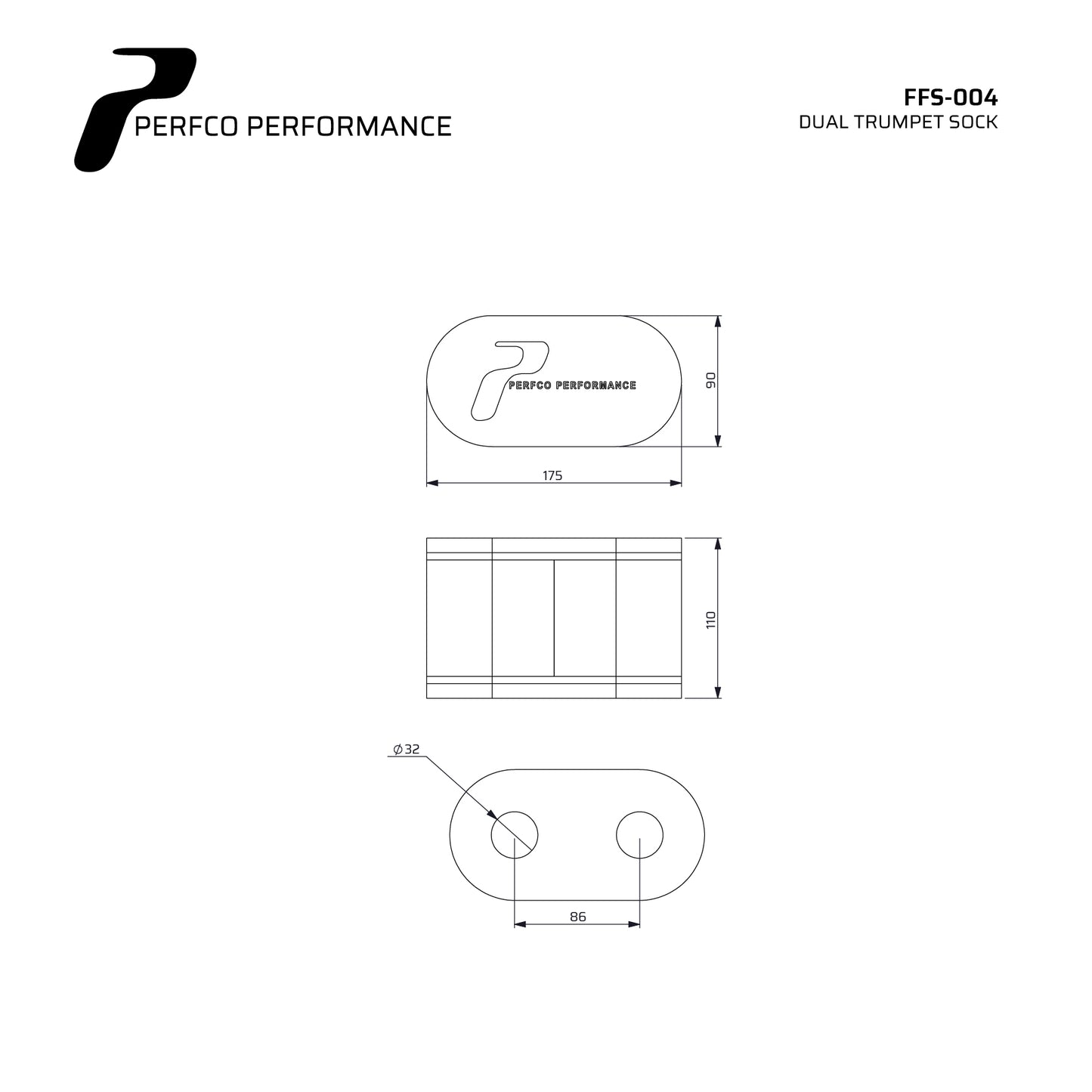 Perfco Trumpet Sock - Single Dual Trumpet Sock for 40/45 DCOE (FFS-004)