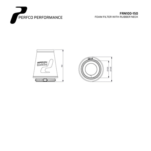 Perfco Universal RN Series Cone Filter - 100MM ID
