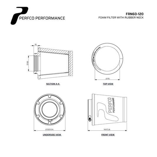 Perfco Universal RN Series Cone Filter - 60MM ID