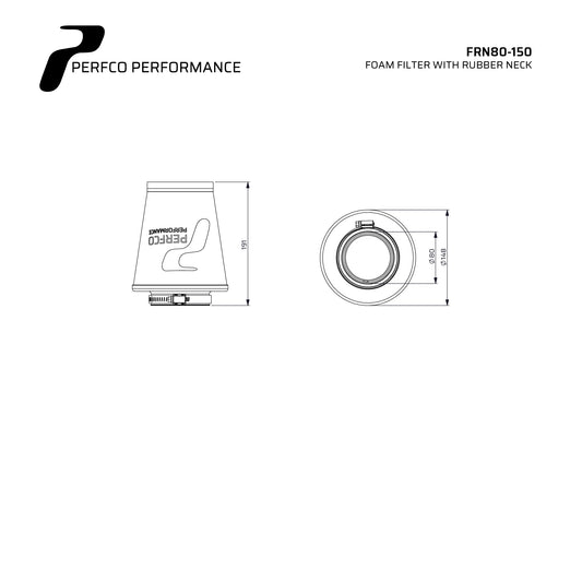 Perfco Universal RN Series Cone Filter - 80MM ID