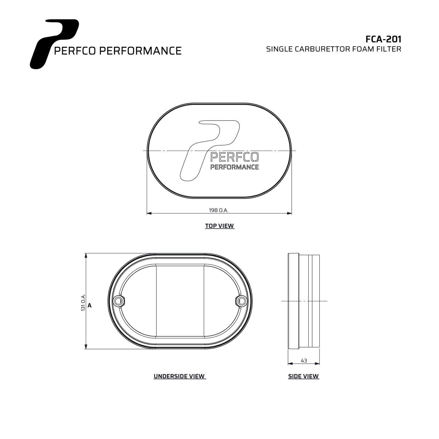 Perfco CA2 Single Carburettor Air Filter (Requires Base Plate)