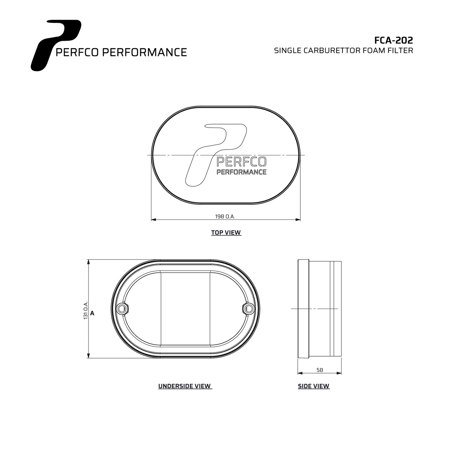 Perfco CA2 Single Carburettor Air Filter (Requires Base Plate)