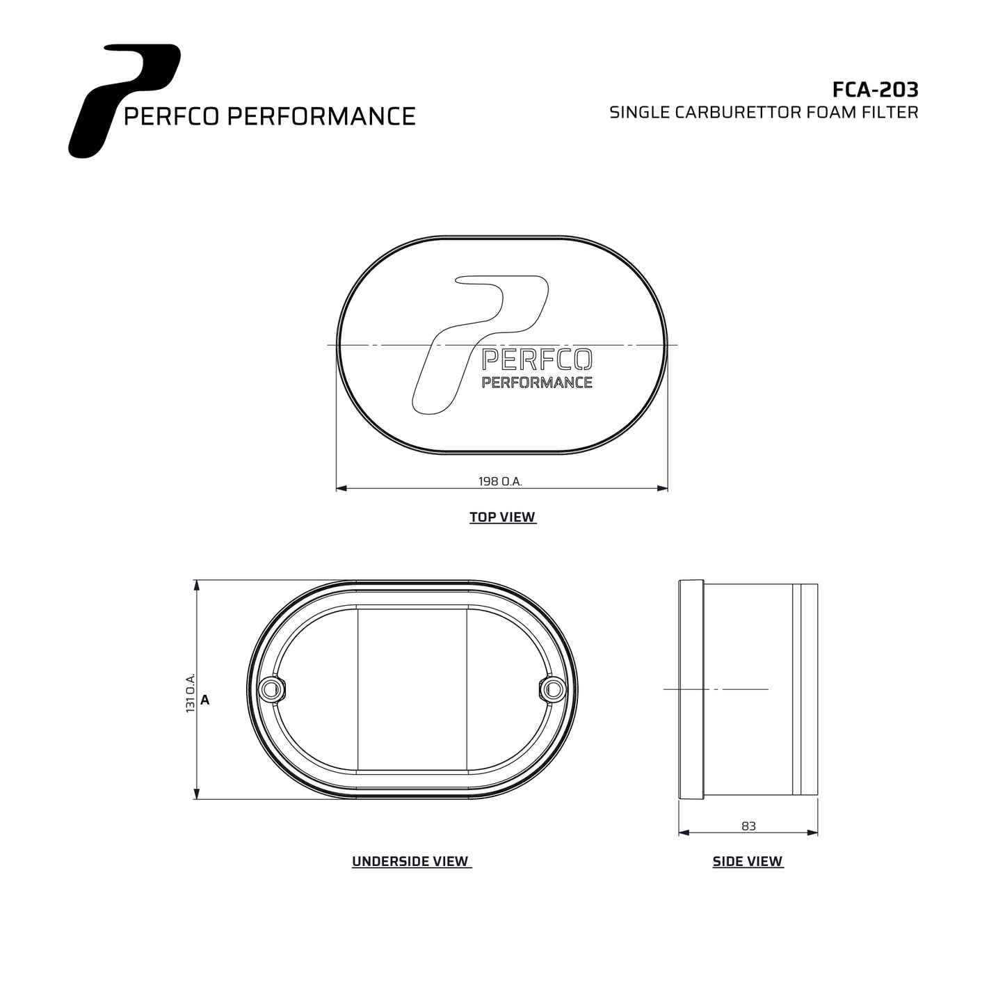 Perfco CA2 Single Carburettor Air Filter (Requires Base Plate)