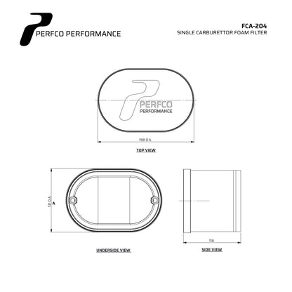 Perfco CA2 Single Carburettor Air Filter (Requires Base Plate)